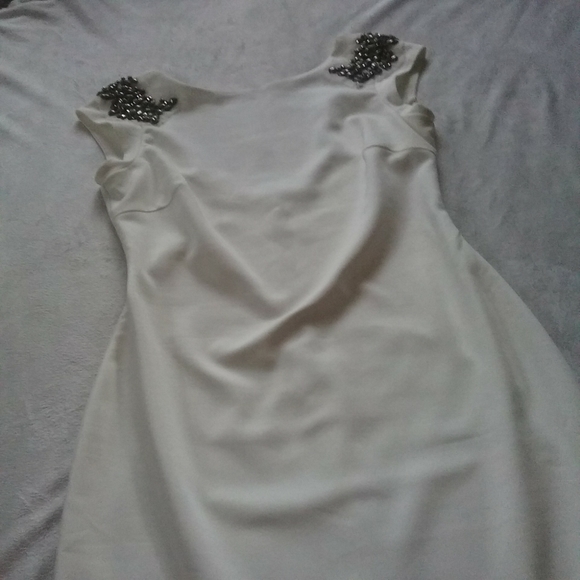 ZARA White Mini Dress With Rhinestone Like Detail - Picture 6 of 13